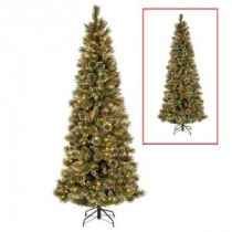 National Tree Company 7.5 ft. PowerConnect Glittering Pine Artificial Christmas Slim Tree with Dual Color LED Lights-GB3-304PD-75M 300443156
