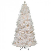National Tree Company 7.5 ft. Wispy Willow Grande White Slim Artificial Christmas Tree with Clear Lights-WOGW1-304-75 207183342