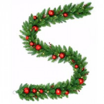 National Tree Company 9 ft. Battery Operated Mixed Fir Artificial Garland with 50 Clear LED Lights-DC3-186-9BB-1 206084830