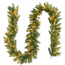 National Tree Company 9 ft. FEEL-REEL Jersey Fraser Fir Artificial Garland with 100 Clear Lights-PEJF4-310-9A-1 205945923