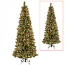 National Tree Company 9 ft. PowerConnect Glittering Pine Artificial Christmas Slim Tree with Dual Color LED Lights-GB3-304PD-90M 300443158