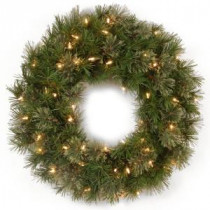 National Tree Company Atlanta Spruce 24 in. Artificial Wreath with Clear Lights-AT7-300-24W-1 300182851