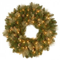 National Tree Company Carolina Pine 24 in. Artificial Wreath with Clear Lights-CAP3-306-24W-1 300182852