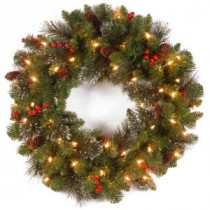 National Tree Company Crestwood Spruce 24 in. Artificial Wreath with Clear Lights-CW7-306-24W-1 300182827