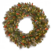 National Tree Company Crestwood Spruce 36 in. Artificial Wreath with Clear Lights-CW7-306-36W-1 300182824
