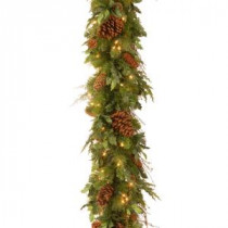 National Tree Company Decorative Collection 6 ft. Juniper Mix Pine Garland with Warm White LED Lights-DC13-113L-6B-1S 300330534
