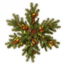 National Tree Company Decorative Collection Berry Leaf 32 in. Artificial Snowflake with Battery Operated Warm White LED Lights-DC3-184-32SB-1 300154674