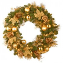 National Tree Company Decorative Collection Elegance 36 in. Artificial Wreath with Clear Lights-DC13-109L-36W 300182770