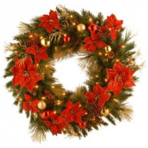 National Tree Company Decorative Collection Home Spun 36 in. Artificial Wreath with Clear Lights-DC13-111L-36W 300182774