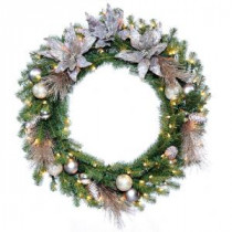 National Tree Company Decorative Collection Metallic 30 in. Artificial Wreath with Clear Lights-DC13-160L-30W-1 300182810