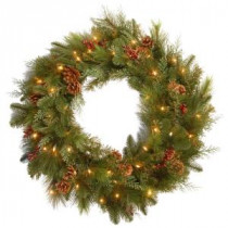 National Tree Company Decorative Collection Noble Mixed 30 in. Artificial Wreath with Battery Operated Warm White LED Lights-DC13-103-30WB-1 300182792
