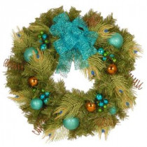 National Tree Company Decorative Collection Peacock 24 in. Artificial Wreath-DC3-173-24W 300182804