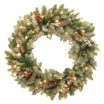 National Tree Company Dunhill Fir 24 in. Artificial Wreath with Clear Lights-DUF-300-24W-1 300182841