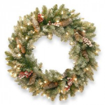 National Tree Company Dunhill Fir 30 in. Artificial Wreath with Clear Lights-DUF-300-30W-1 300182843