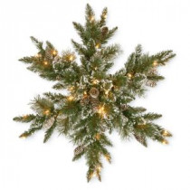 National Tree Company Glittery Bristle Pine 32 in. Artificial Snowflake with Battery Operated Warm White LED Lights-GB3-300-32S-B 300154637