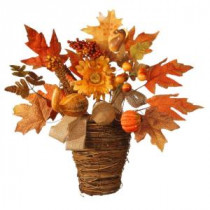 National Tree Company Harvest Accessories 16 in. Basket with Pumpkins and Maple-RAHV-C209841A 207123472