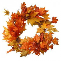 National Tree Company Harvest Accessories 24 in. Artificial Wreath with Maples-RAHV-SW060135A 207123482