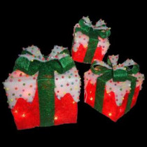 National Tree Company Pre-Lit Red Sisal Gift Box Assortment (3-Piece)-MZGB-ASST-35L 205572850