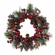 Nearly Natural 22 in. Apple Berry Wreath-4677 100686432