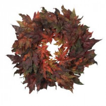 Nearly Natural 30 in. Artificial Wreath with Autumn Maple Leaves-4908 202510751