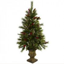 Nearly Natural 4 ft. Artificial Christmas Tree with Berries, Pine Cones, LED Lights and Decorative Urn-5371 204688161