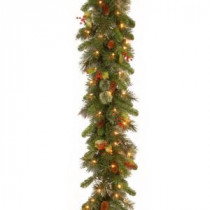 Wintry Pine 9 ft. Garland with Clear Lights-WP1-300-9B-1 300330648