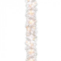 Wispy Willow White 9 ft. Garland with Clear Lights-WOGW1-300-9A-1 300330635