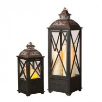 Wood and Metal Home Lantern (Set of 2)-2212310 206576209