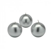 Zest Candle 2 in. Metallic Silver Ball Candles (12-Box)-CBZ-036 203362785