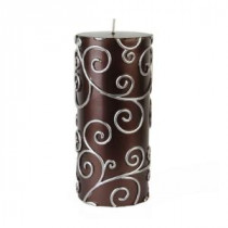 Zest Candle 3 in. x 6 in. Brown Scroll Pillar Candle Bulk (12-Case)-CPS-006_12 203363193